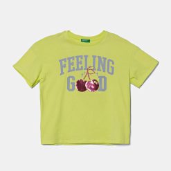 United Colors of Benetton tricou de bumbac pentru copii culoarea verde