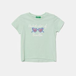 United Colors of Benetton tricou de bumbac pentru copii culoarea verde