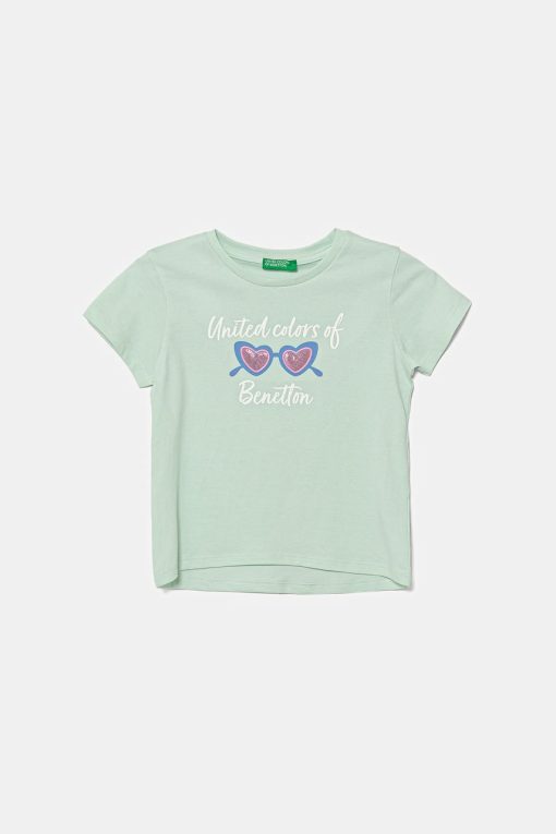 United Colors of Benetton tricou de bumbac pentru copii culoarea verde