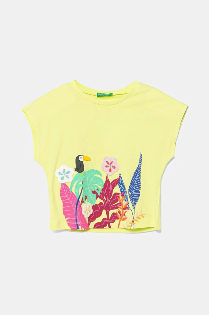 United Colors of Benetton tricou de bumbac pentru copii culoarea verde
