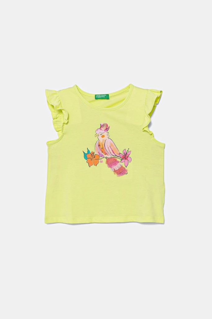 United Colors of Benetton tricou de bumbac pentru copii culoarea verde