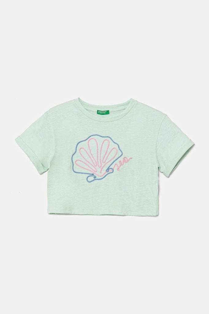 United Colors of Benetton tricou de bumbac pentru copii culoarea verde
