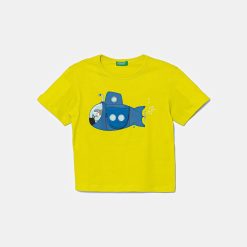 United Colors of Benetton tricou de bumbac pentru copii culoarea verde