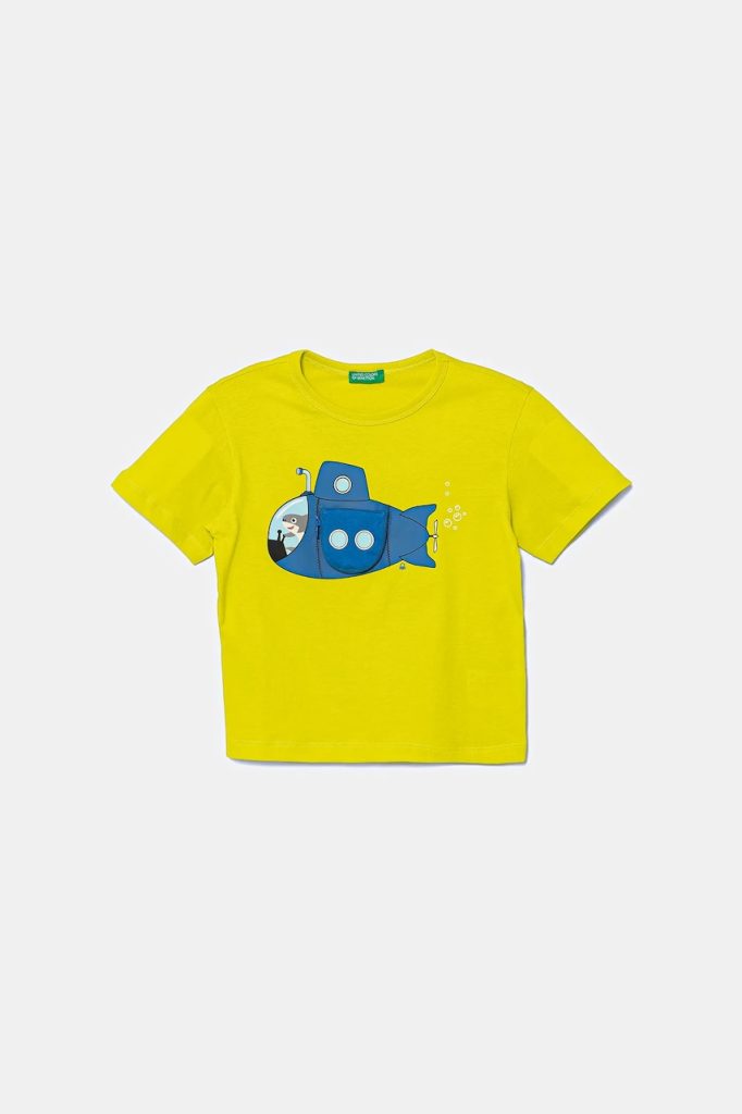 United Colors of Benetton tricou de bumbac pentru copii culoarea verde