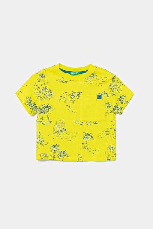 United Colors of Benetton tricou de bumbac pentru copii culoarea verde