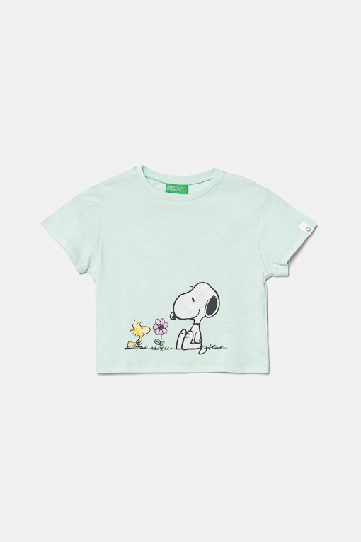 United Colors of Benetton tricou de bumbac pentru copii culoarea verde