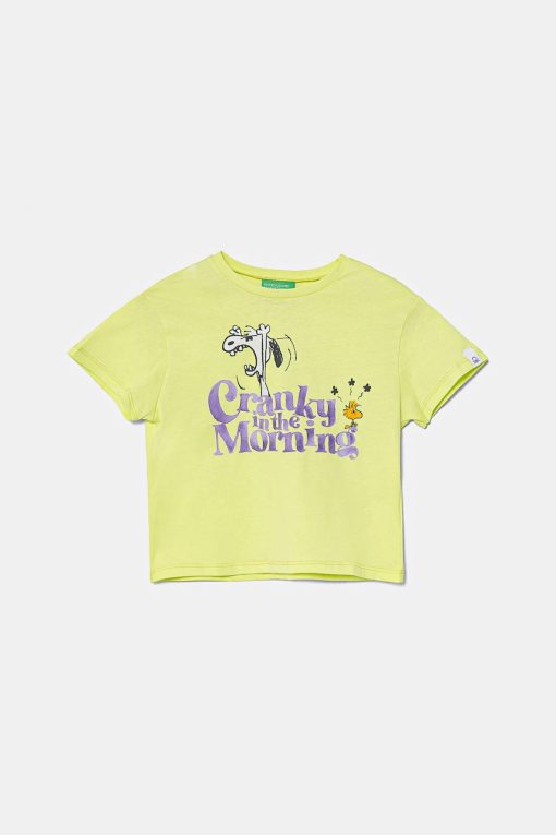 United Colors of Benetton tricou de bumbac pentru copii culoarea verde