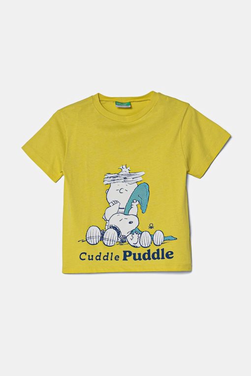 United Colors of Benetton tricou de bumbac pentru copii culoarea verde