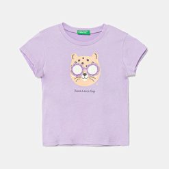 United Colors of Benetton tricou de bumbac pentru copii culoarea violet