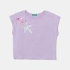 United Colors of Benetton tricou de bumbac pentru copii culoarea violet