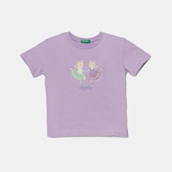 United Colors of Benetton tricou de bumbac pentru copii culoarea violet