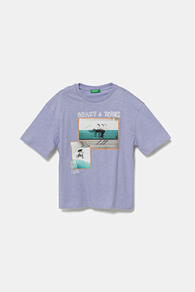 United Colors of Benetton tricou de bumbac pentru copii culoarea violet