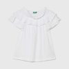 United Colors of Benetton tricou din amestec de in pentru copii culoarea alb
