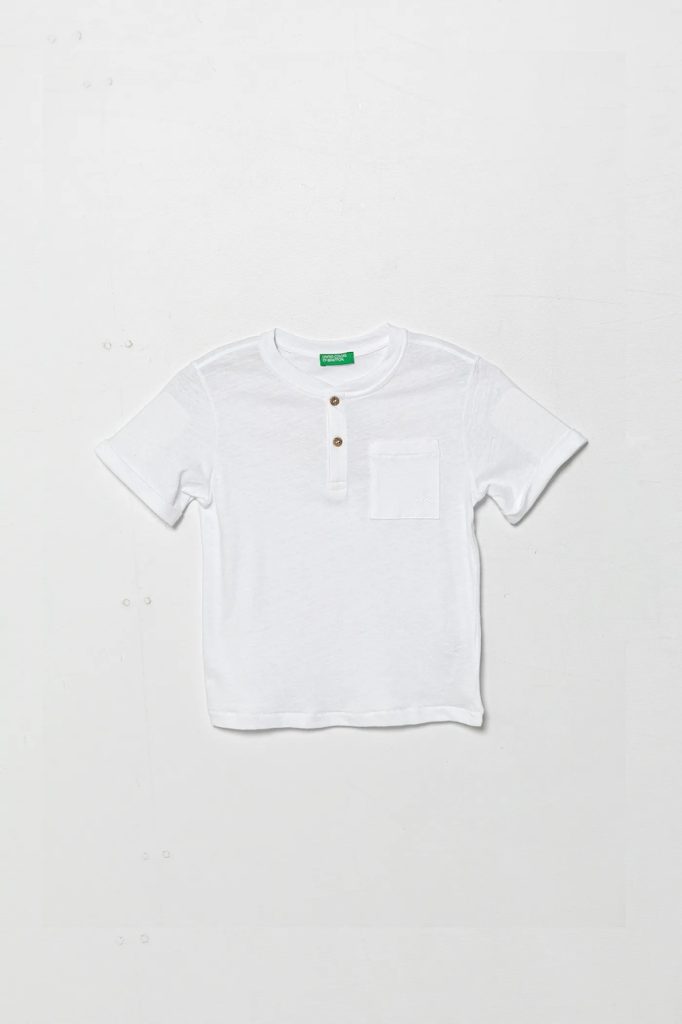 United Colors of Benetton tricou din amestec de in pentru copii culoarea alb