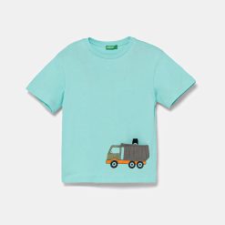 United Colors of Benetton tricou din bumbac culoarea turcoaz