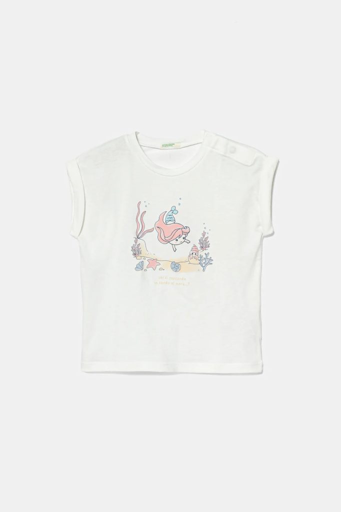 United Colors of Benetton tricou din bumbac pentru bebelusi culoarea alb