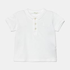 United Colors of Benetton tricou polo pentru copii culoarea alb