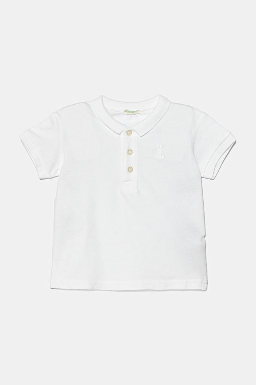 United Colors of Benetton tricou polo pentru copii culoarea alb