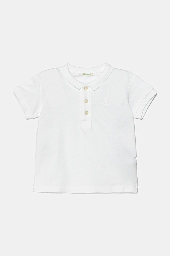 United Colors of Benetton tricou polo pentru copii culoarea alb