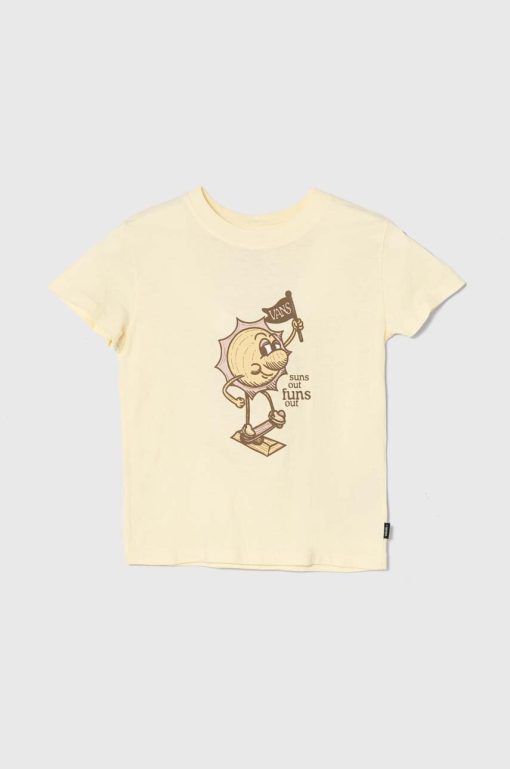Vans tricou de bumbac pentru copii SKATE SUN CREW culoarea galben-Îmbrăcăminte
