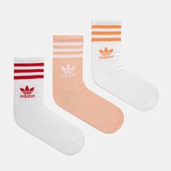 adidas Originals șosete 3-Stripes 3-pack culoarea alb