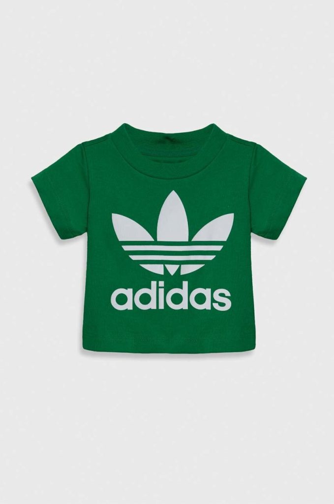 adidas Originals tricou de bumbac pentru copii TREFOIL TEE culoarea verde