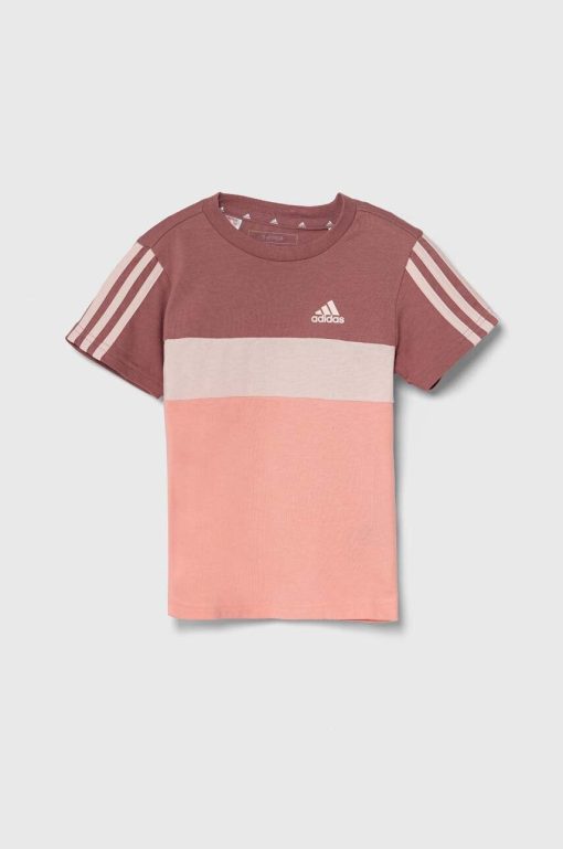adidas tricou de bumbac pentru copii LK 3S TIB T culoarea roz