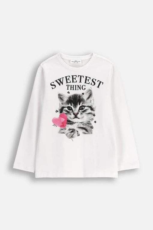 Coccodrillo longsleeve bumbac pentru copii culoare albă CRAFT PUNK GIRL KIDS-Îmbrăcăminte
