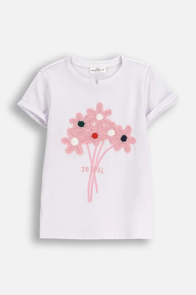 Coccodrillo tricou de bumbac pentru copii culoarea alb