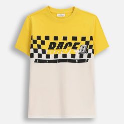 Coccodrillo tricou de bumbac pentru copii culoarea galben