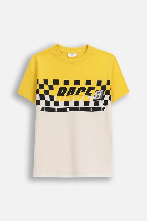 Coccodrillo tricou de bumbac pentru copii culoarea galben