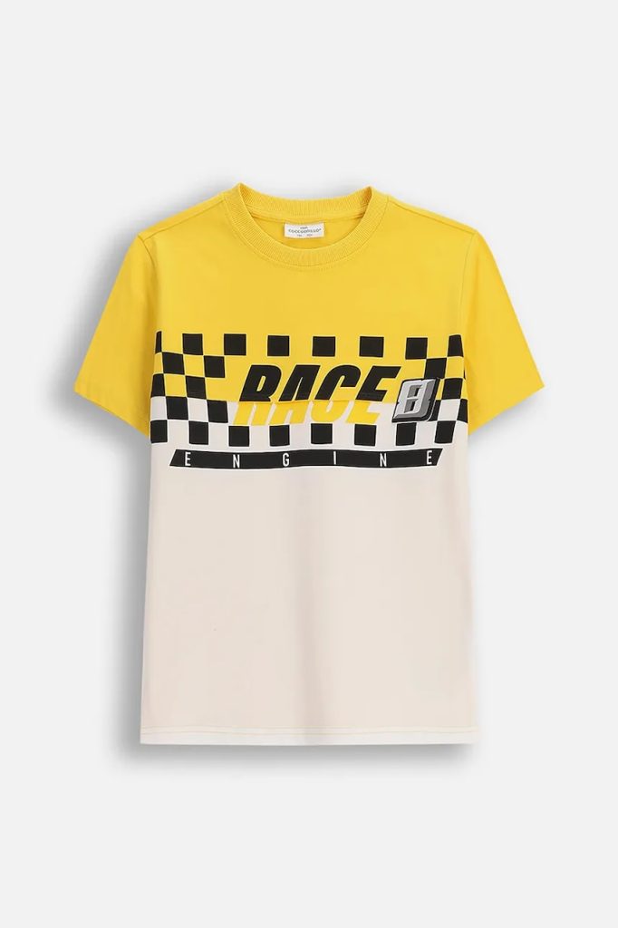 Coccodrillo tricou de bumbac pentru copii culoarea galben