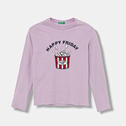 United Colors of Benetton longsleeve din bumbac pentru copii culoarea violet
