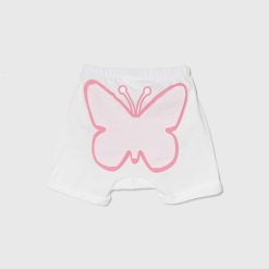 United Colors of Benetton pantaloni scurți din bumbac pentru bebeluși culoarea alb