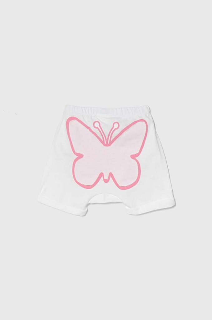 United Colors of Benetton pantaloni scurți din bumbac pentru bebeluși culoarea alb