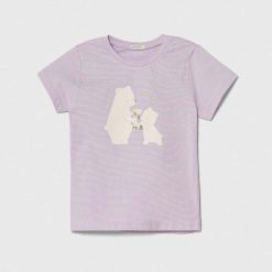 United Colors of Benetton tricou din bumbac pentru bebelusi culoarea violet
